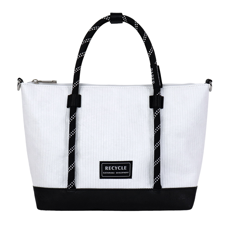 Custom Striped Tyvek-Style Spunbond Polyethylene Flap Tote Bag SLH26-010W Custom Striped Tyvek-Style Spunbond Polyethylene Flap Tote Bag SLH26-010W