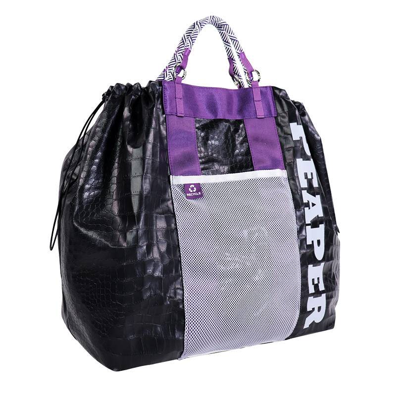 Alternate view of Custom PU-Coated Tyvek-Style Drawstring Shopper Bag with Mesh Pocket SLH26-012B