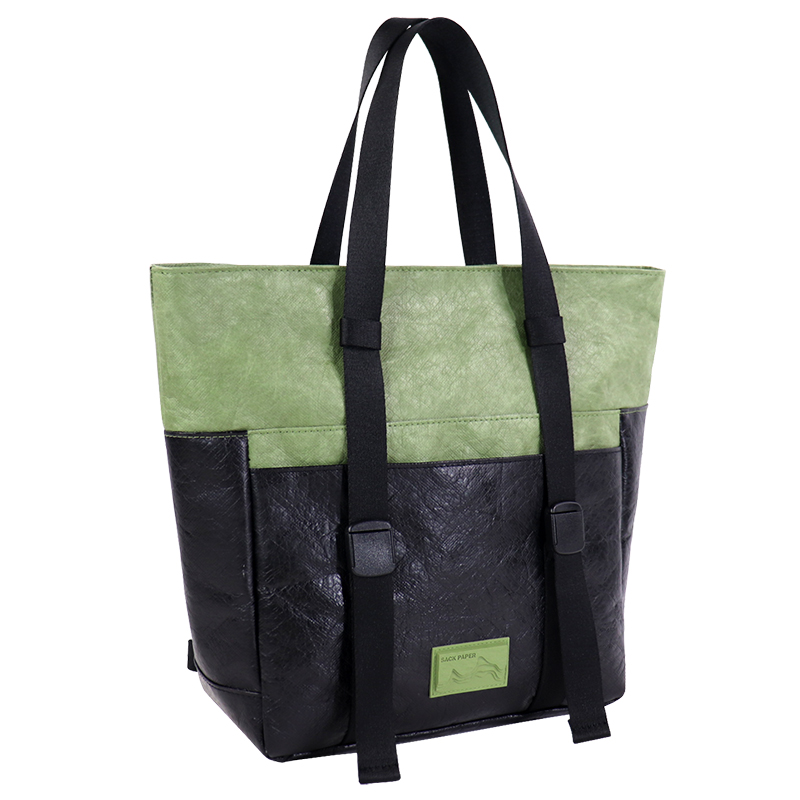 Alternate view of Custom Crinkled Tyvek-Style Spunbond Polyethylene Two-Tone Tote Bag SLH26-016G