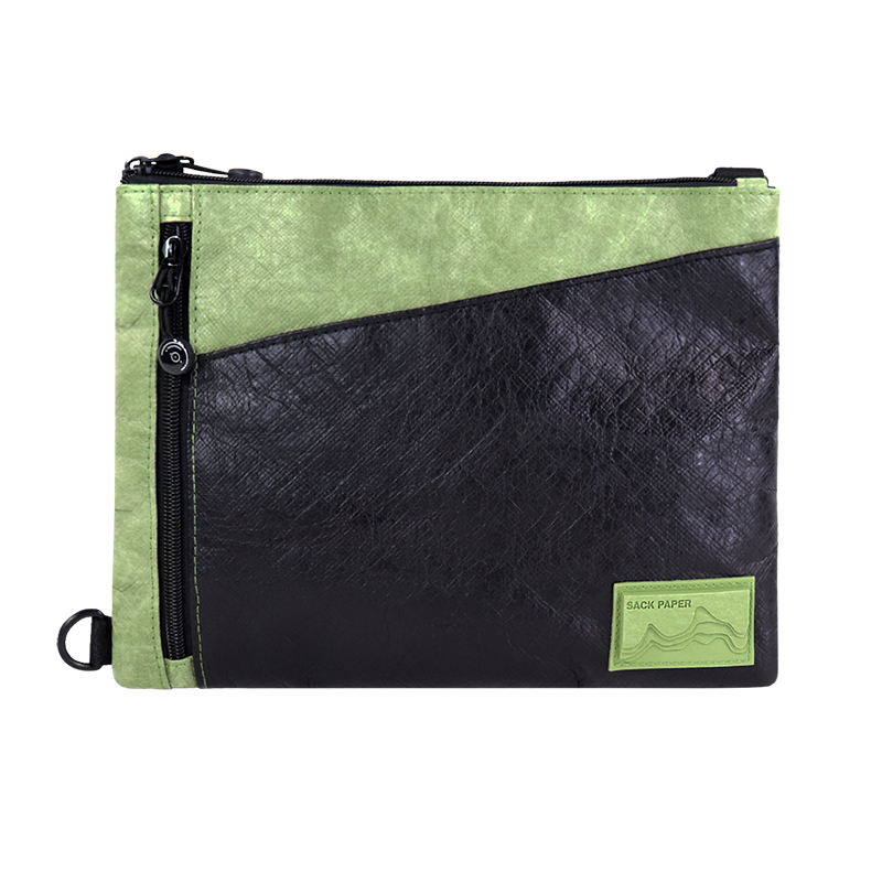 Back or side view of Custom Crinkled Tyvek-Style Spunbond Polyethylene Top Handle Bag SLH26-018G