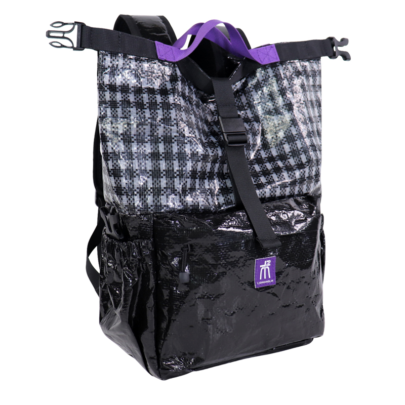 Back or side view of Custom Woven PE Roll-Top Backpack with Buckle Closure SLH26-019B