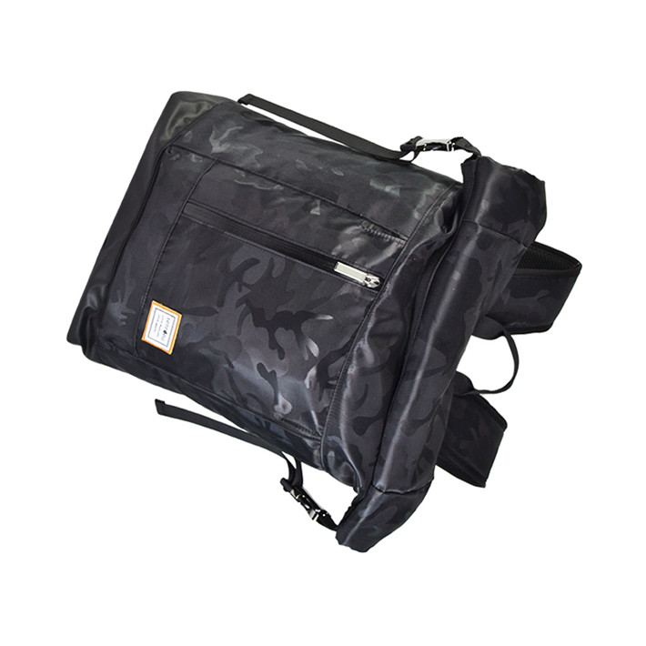 Custom Black Camouflage Roll Top Backpack with Front Zipper SYN17-069 product view 4