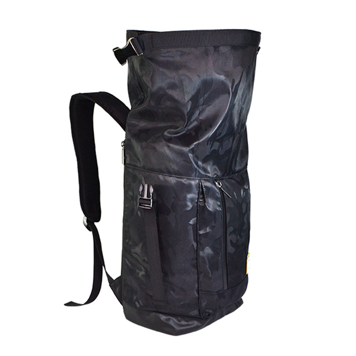 Custom Black Camouflage Roll Top Backpack with Front Zipper SYN17-069 product view 5