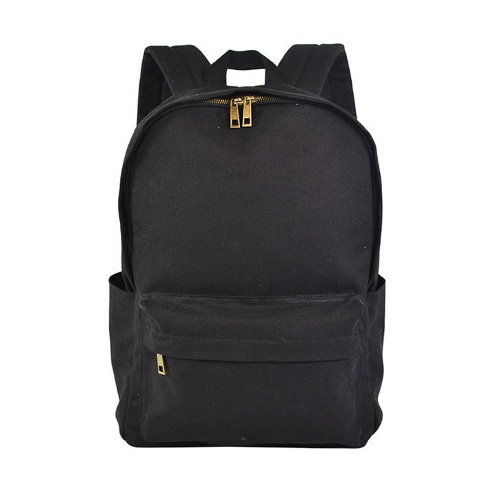 Custom Black Canvas Daypack with Front Utility Pocket SYN17-073