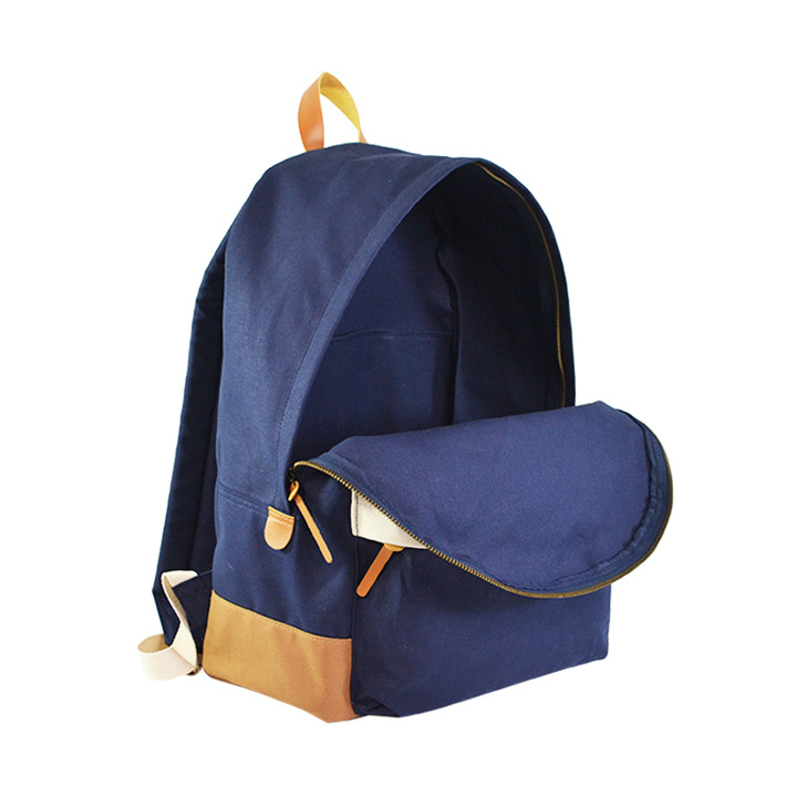 Custom Navy Canvas School Backpack with Contrast Pocket SYN17-074 product view 6