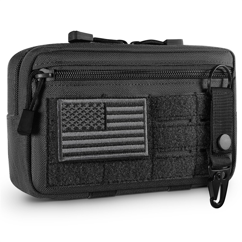 Custom Laser-Cut MOLLE Admin Pouch with Hook-and-Loop Panel and Utility Clip