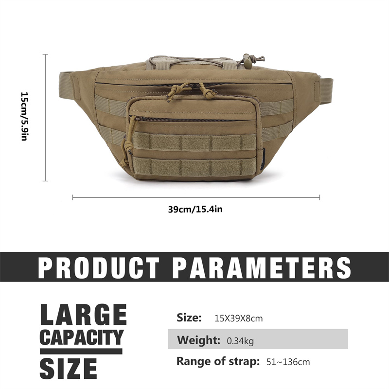 Product view 2 of Custom Tactical Waist Pack with MOLLE Webbing and Hook-and-Loop Front Panel