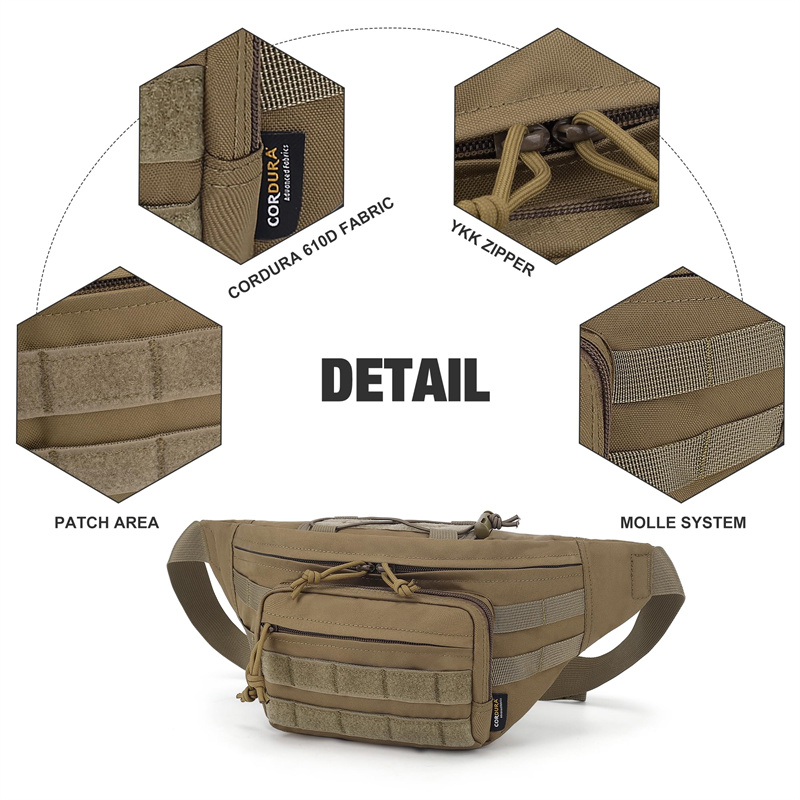 Product view 3 of Custom Tactical Waist Pack with MOLLE Webbing and Hook-and-Loop Front Panel