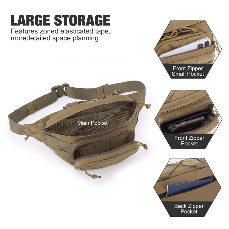 Product view 4 of Custom Tactical Waist Pack with MOLLE Webbing and Hook-and-Loop Front Panel