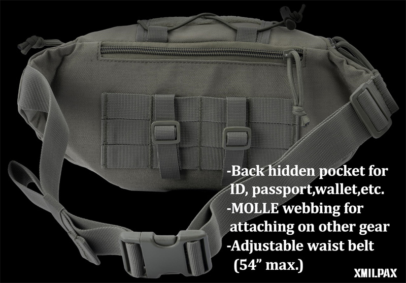 Product view 4 of Custom Large Capacity Tactical Waist Bag with MOLLE Webbing and Multi-Compartment Storage