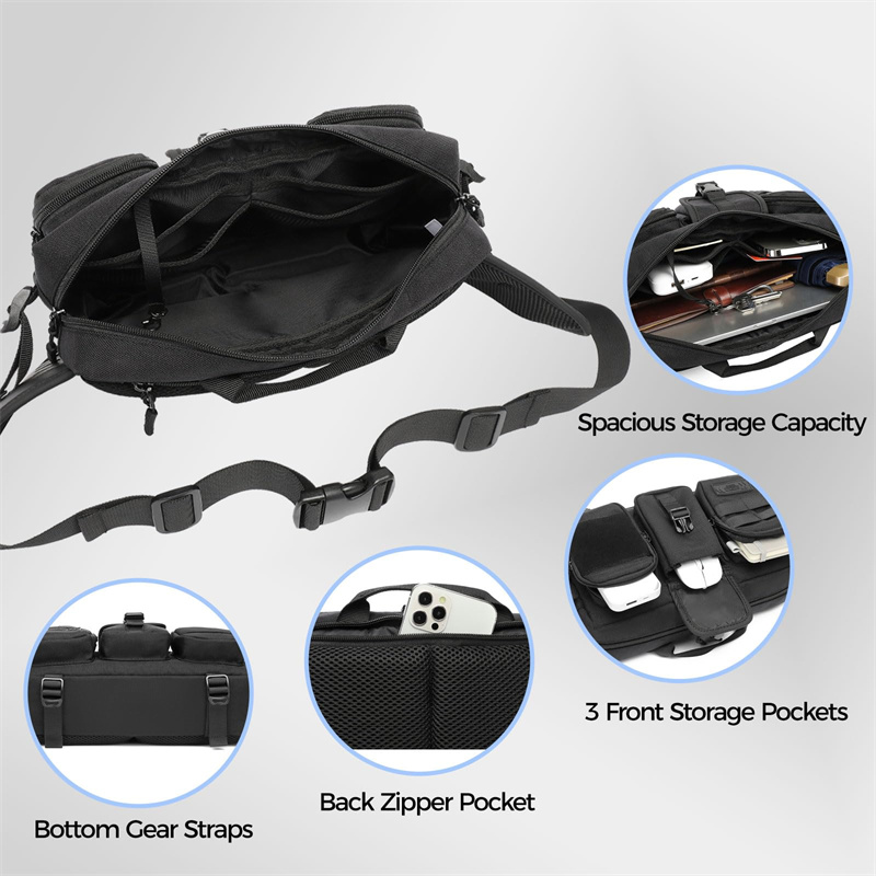 Product view 4 of Custom Tactical Waist Bag with Structured Organizer Pockets and Adjustable Belt