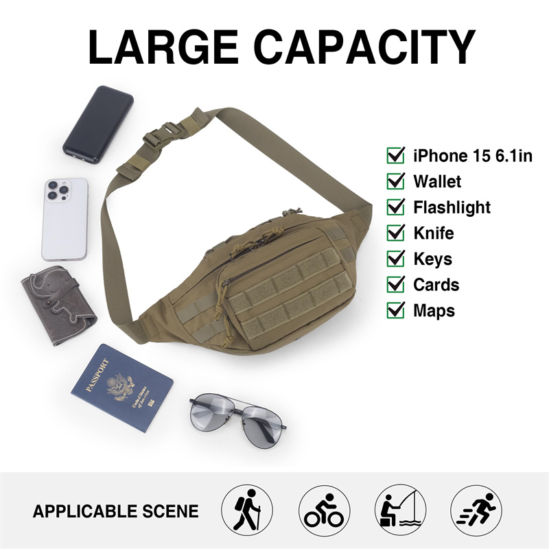Product view 5 of Custom Tactical Waist Pack with MOLLE Webbing and Hook-and-Loop Front Panel