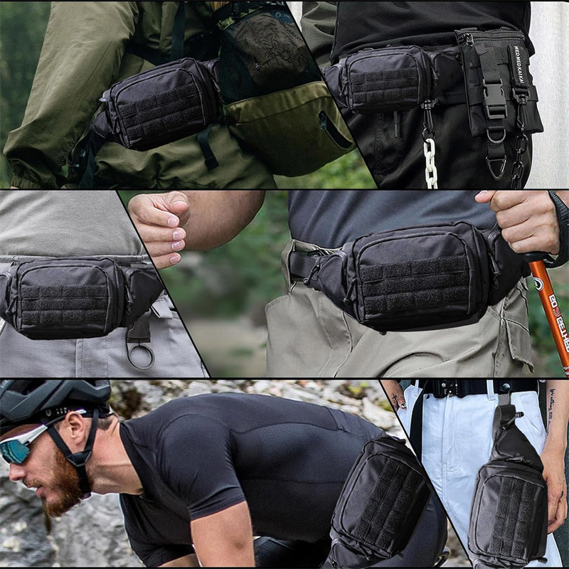 Product view 6 of Custom 800D Oxford Tactical Waist Bag with MOLLE Panel and Multi Zip Pockets
