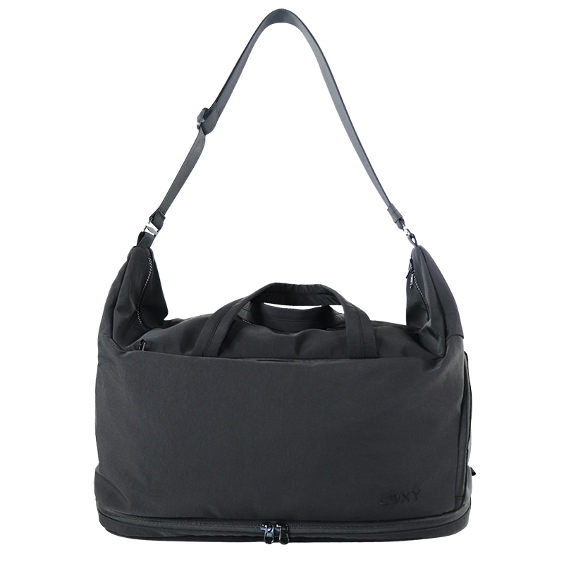 custom black gym duffel bag with bottom zip compartment, view 4 - LX24-039B