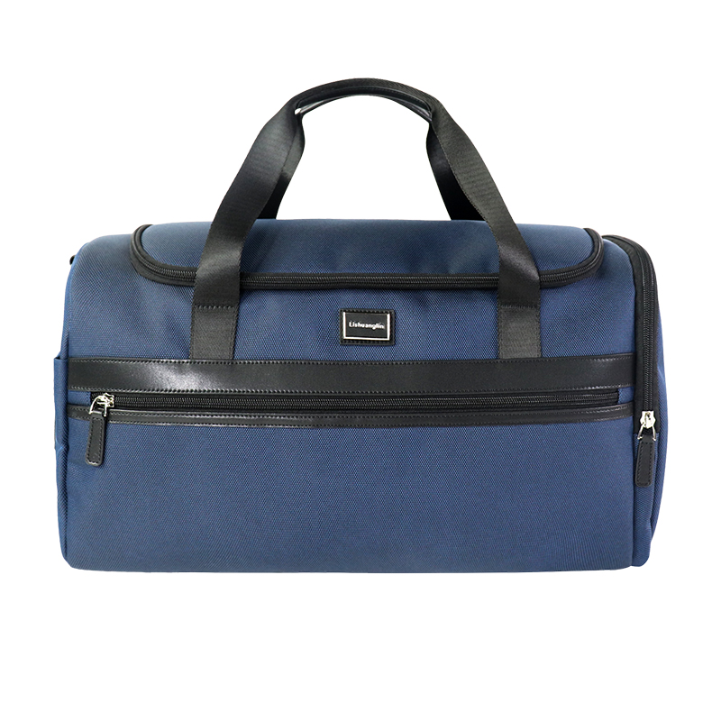 Custom Navy Sports Duffel Bag with Side Zip Pocket SLB25-013B