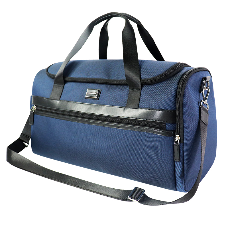 custom navy sports duffel bag with side zip pocket, view 5 - SLB25-013B
