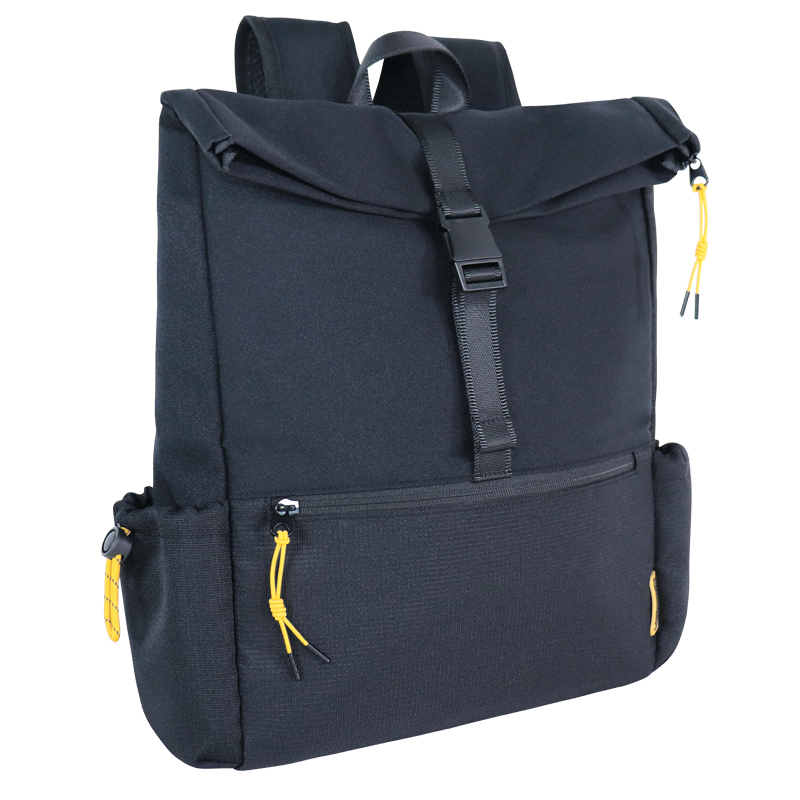 roll-top backpack in OBP Oxford fabric, view 2 - SLH24-007B