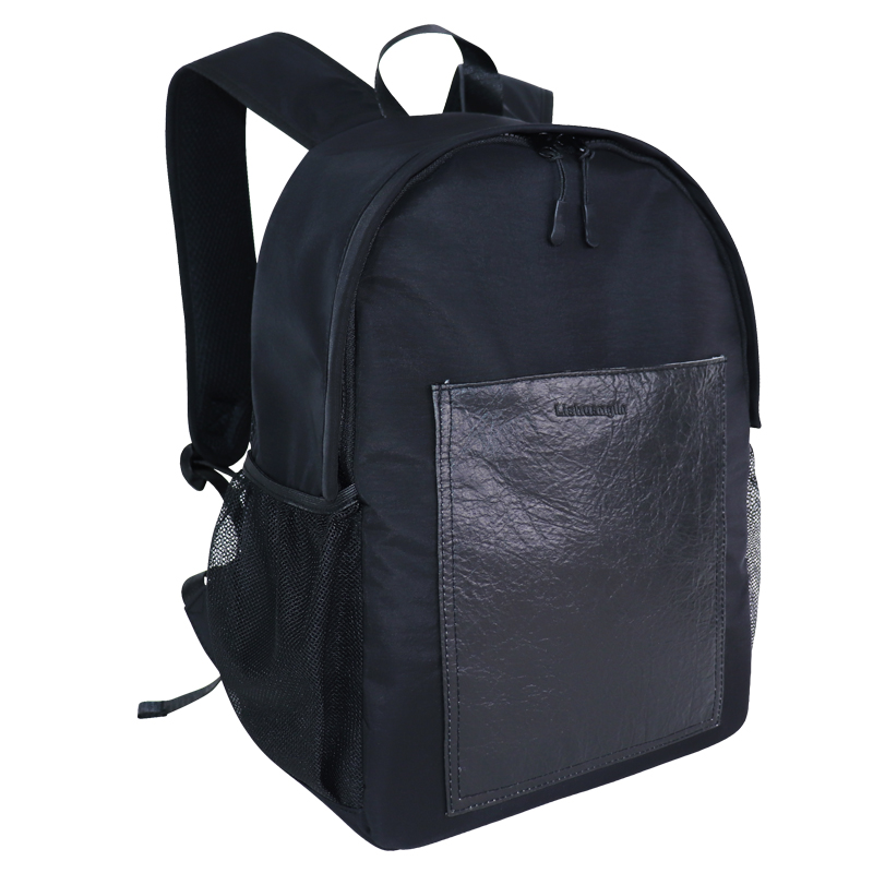 backpack with pineapple-leaf bio-based front pocket, view 2 - SLH24-034B