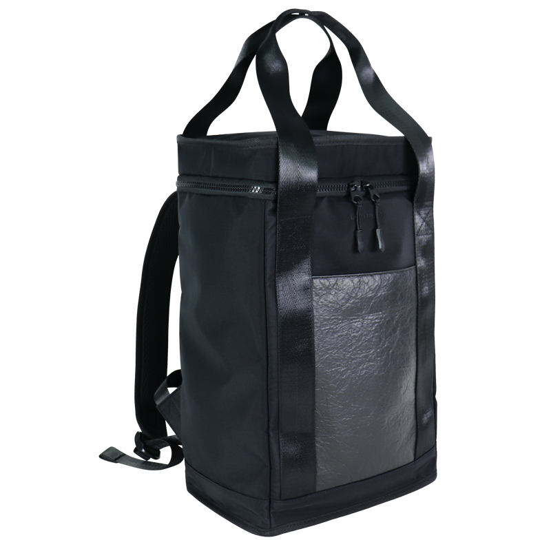 vertical tote bag with pineapple-leaf bio-based front pocket, view 2 - SLH24-035B