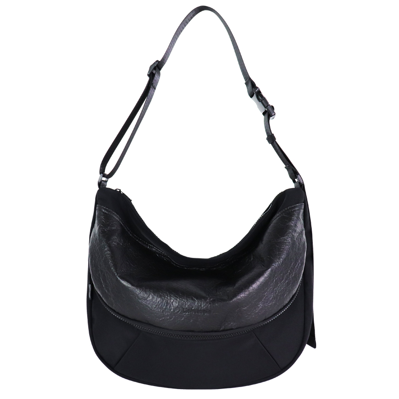 Custom Crescent Shoulder Bag with Pineapple Leaf Bio-Based Front Detail SLH24-037B