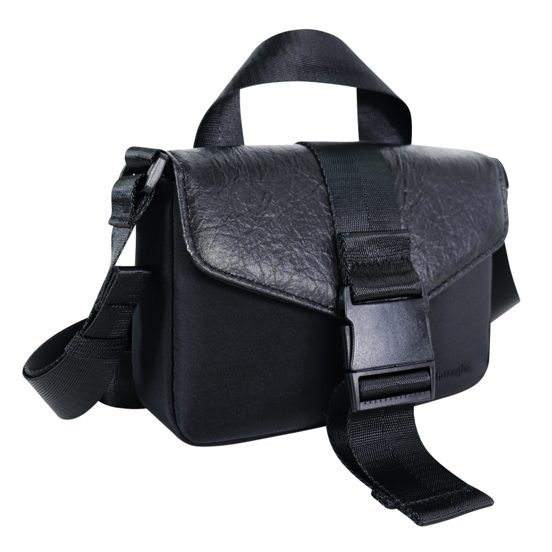 flap crossbody bag with pineapple-leaf bio-based front flap, view 2 - SLH24-038B