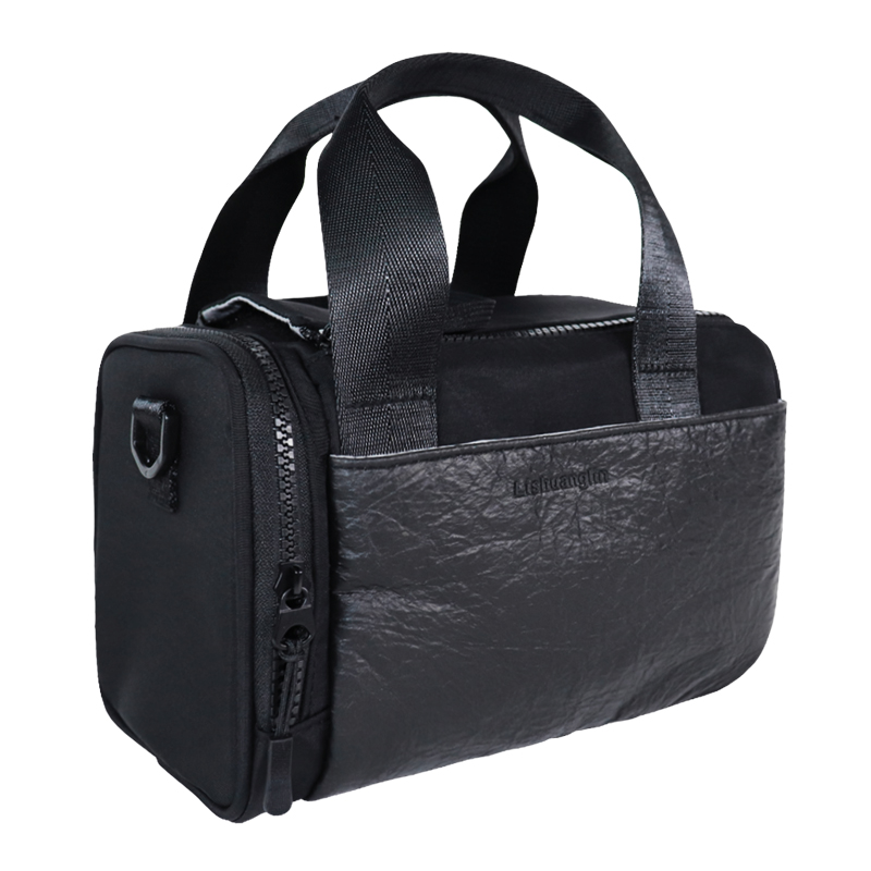 compact duffel bag with pineapple-leaf bio-based front pocket, view 2 - SLH24-040B