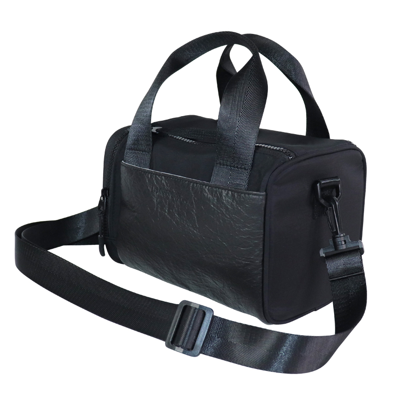 compact duffel bag with pineapple-leaf bio-based front pocket, view 4 - SLH24-040B