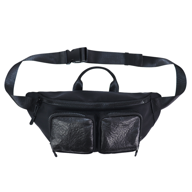 multi-pocket waist bag with pineapple-leaf bio-based two front pockets, view 4 - SLH24-041B
