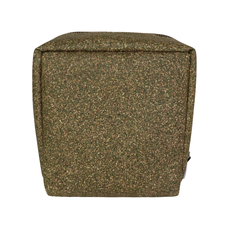 square zipper pouch in tea-residue cork material, view 3 - SLH24-051B
