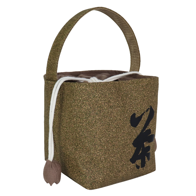 small bucket handbag in tea-residue cork material, view 2 - SLH24-052B