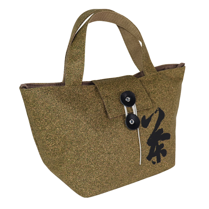 mini tote bag in tea-residue cork material, view 2 - SLH24-053B