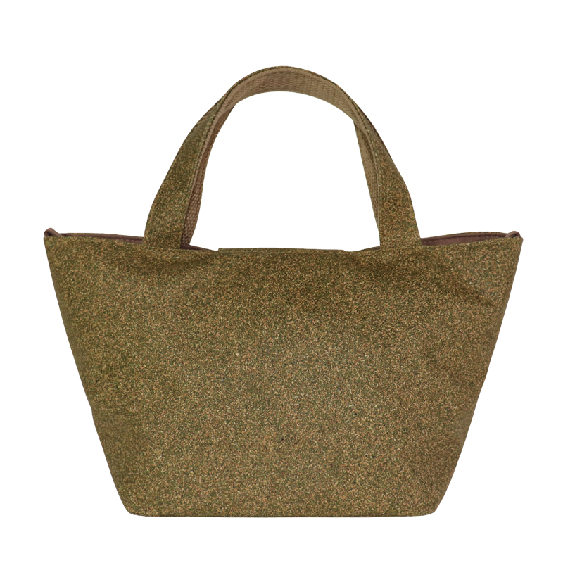 mini tote bag in tea-residue cork material, view 3 - SLH24-053B