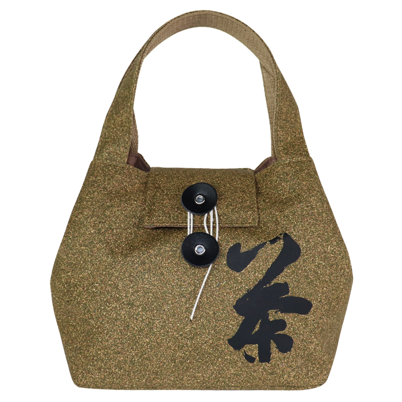mini tote bag in tea-residue cork material, view 4 - SLH24-053B