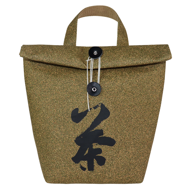 Custom Cork and Tea Residue Foil-Lined Foldover Lunch Bag SLH24-054B