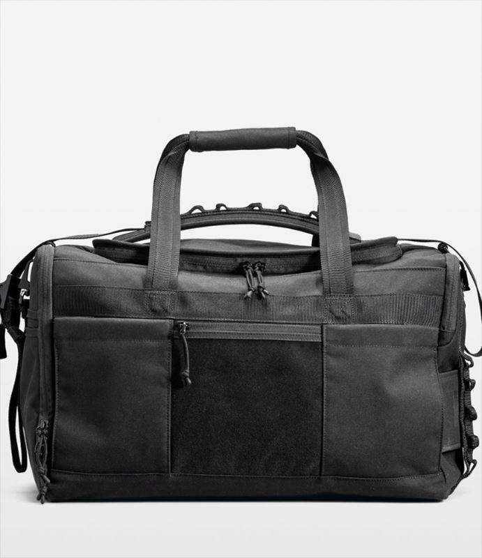 black solid-color fitness duffel bag front view - SR-FD-2026-01