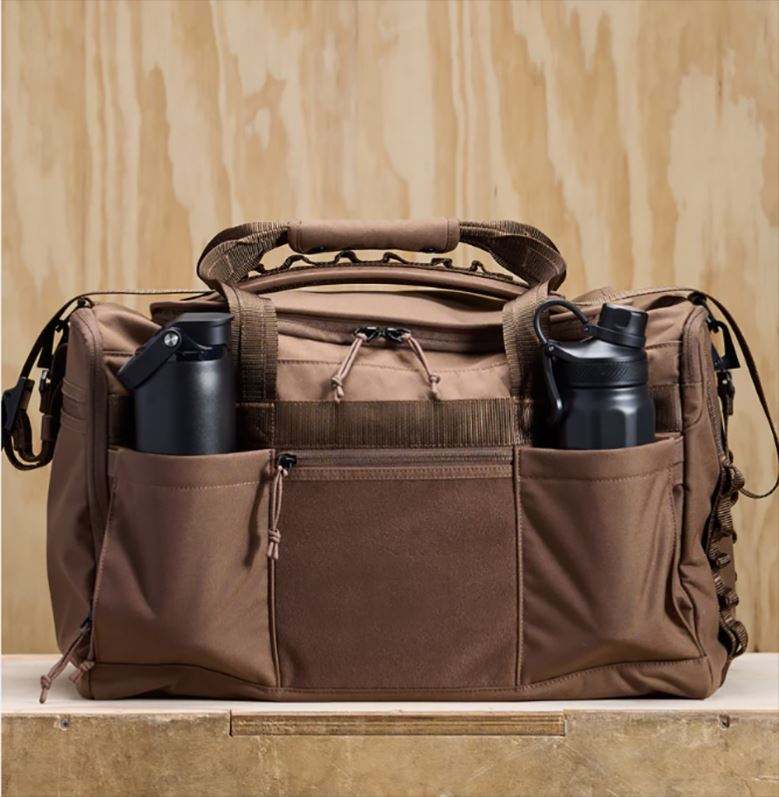 brown gym duffel bag with two bottle pockets - SR-FD-2026-01