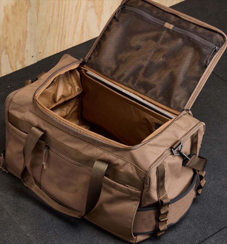 fitness duffel bag wide zip opening and mesh lid pocket - SR-FD-2026-01