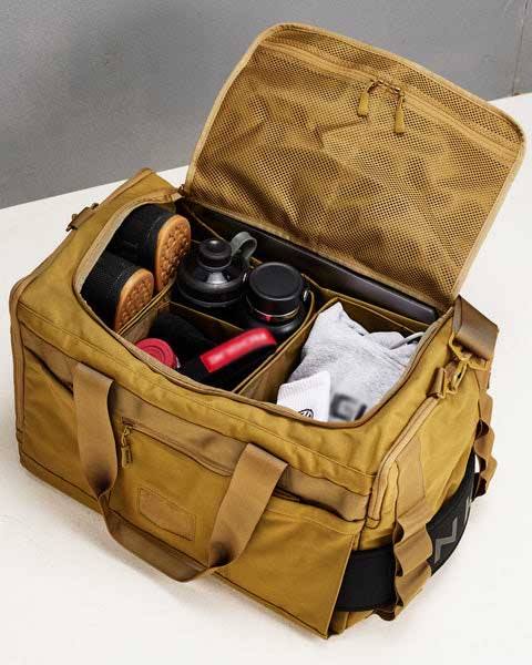 Custom Khaki Tactical Gym Duffel Bag with Divided Interior