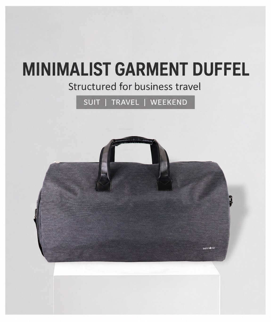 Minimalist garment duffel for suit travel and weekend use